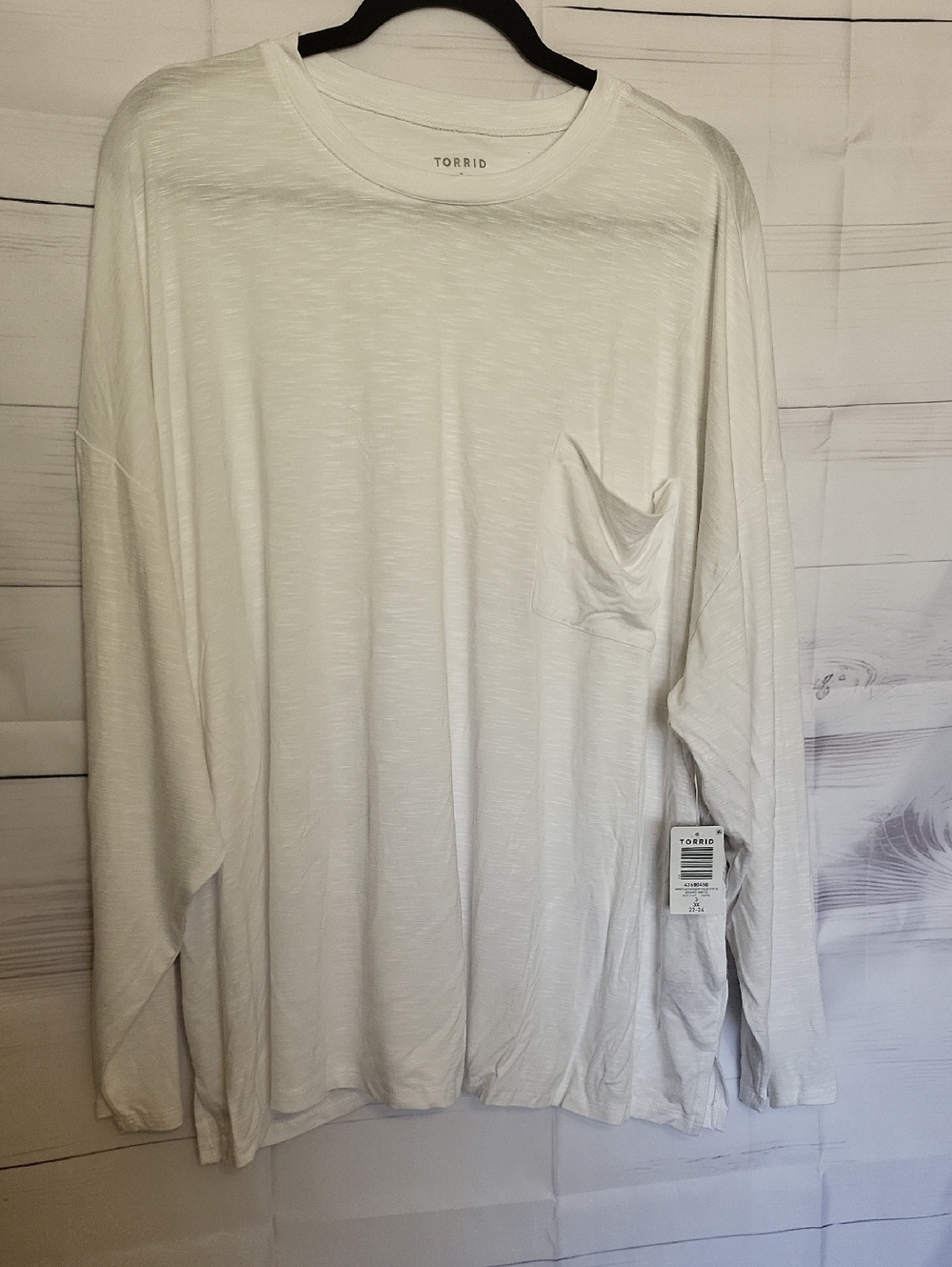 torrid White Long Sleeve Pocket Tee - Relaxed Women's Top